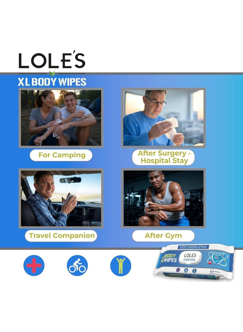 Lole's XL Body Cleaning Wet Wipes, Pack of 1 x 48 Wipes - Image 3